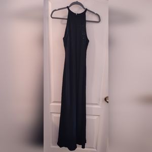 Jones New York beaded neck long black dress sz6